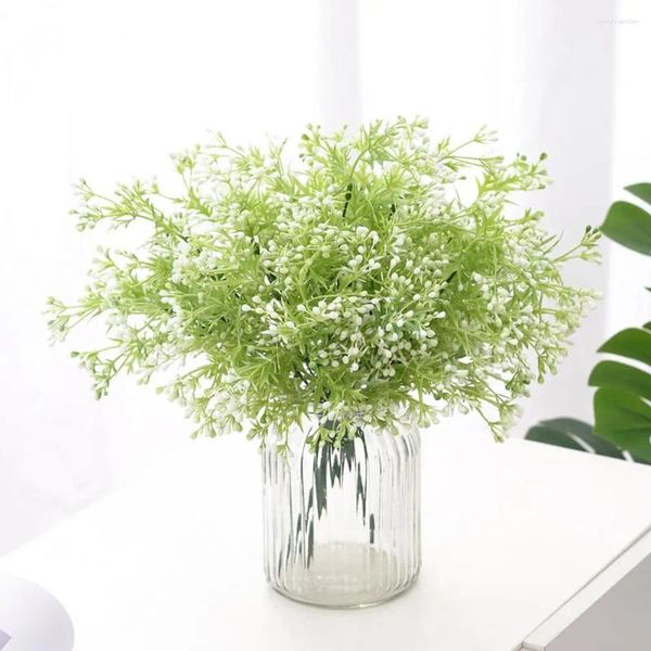 Flores decorativas requintadas planta falsa verde sem rega simulação realista reutilizável não murchar flor de imitação para casa