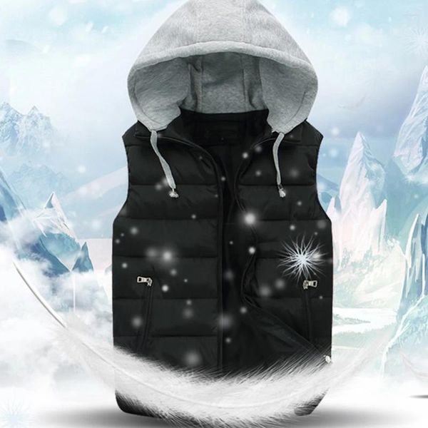 Gilet da uomo Giacca senza maniche impermeabile Gilet da uomo Gilet con cappuccio Attrezzatura per la prevenzione del freddo Nero/Rosso/Grigio/Blu scuro/Arancione