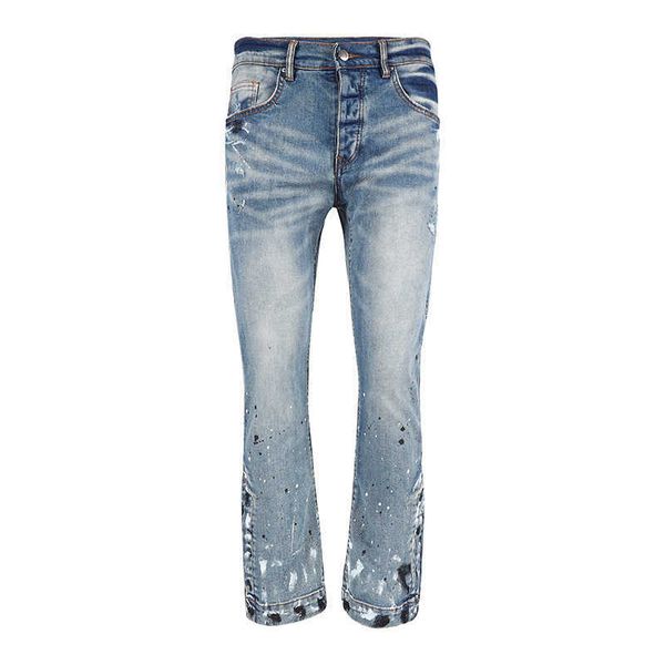designer amirssHigh Street Novo Desgastado Faca Corte Buraco Jeans Slim Fit Versão Link Mais Estilos