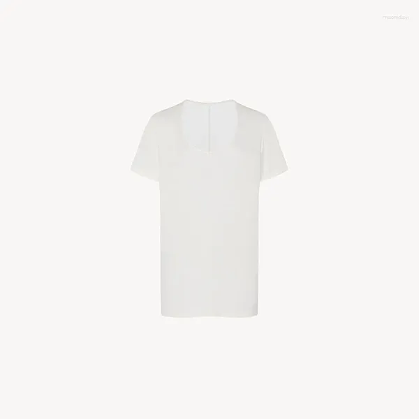 Mulheres camisetas Mulheres U-pescoço Simples Versátil Manga Curta T-shirt Senhoras Soltas Casual Fino Pulôver Top Tee Verão Preto Branco