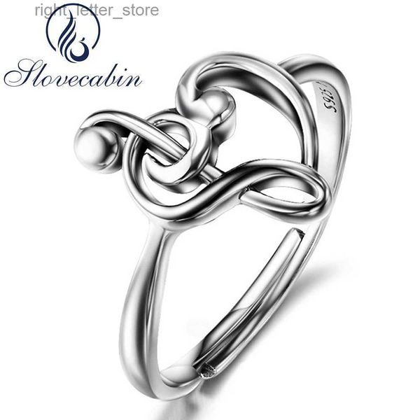 Solitaire Ring Slovecabin Original 925 Sterling Silber Note Hochzeit Ringe Für Frauen Luxus Schmuck Einstellbare Herz Musik Ringe Weibliche YQ231207