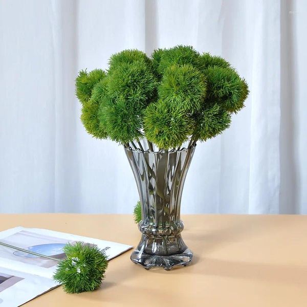 Fiori decorativi 33 cm Echeveria artificiale pianta verde a testa singola palla di pino colla morbida decorazioni per la casa