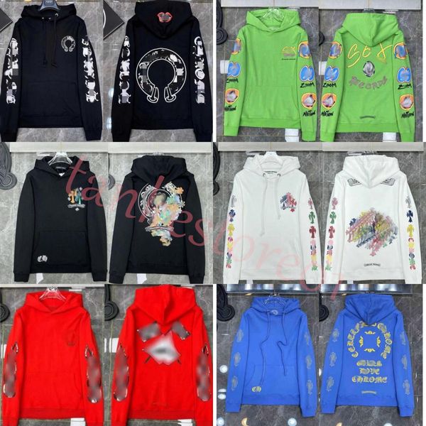 Moda de luxo jaquetas masculinas designer zíper moletom coração ferradura cruz impressão marca ch hoodies mulheres cromos casaco casual pulôver solto suéter jaqueta x3