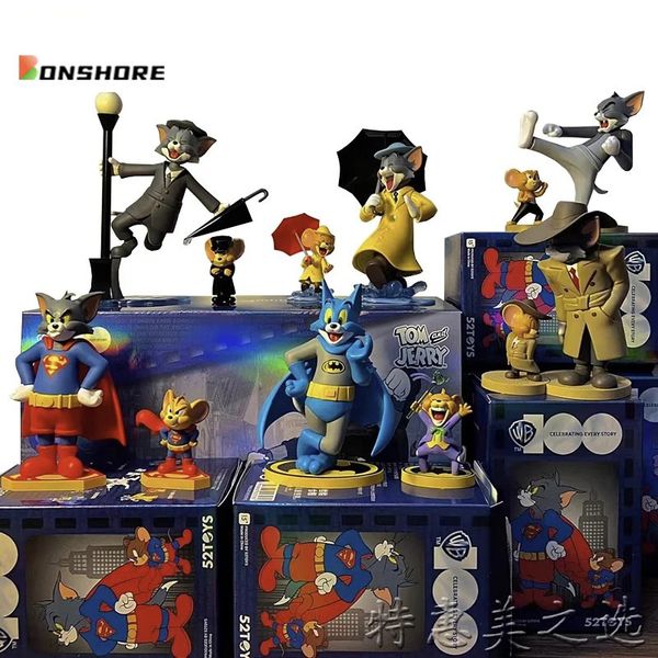 Scatola cieca 9 cm Tom e Jerry Warner Anniversary Collection Series Blind Box Tom e Jerry Anime Action Figure Cute Kawaii Figurine Toy Gift 231207