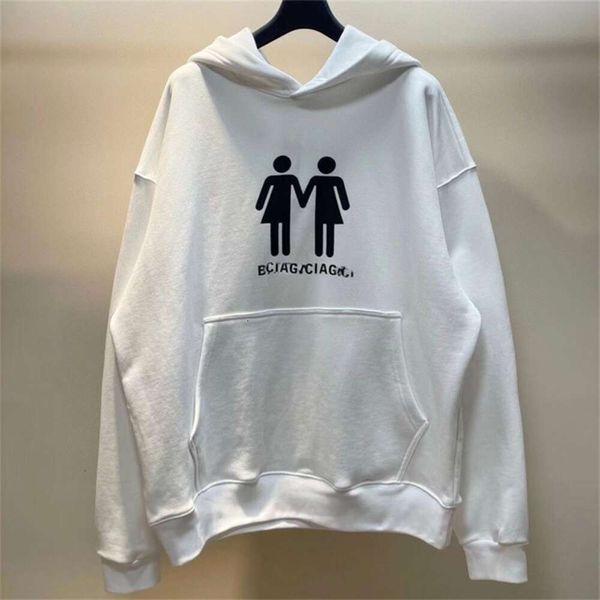 B Aile High Edition Paris 23SS Elle El Bayrağı Uzun Kollu Hoodie Sonbahar Çift Saf Pamuklu Kapüşonlu Sweater Aile