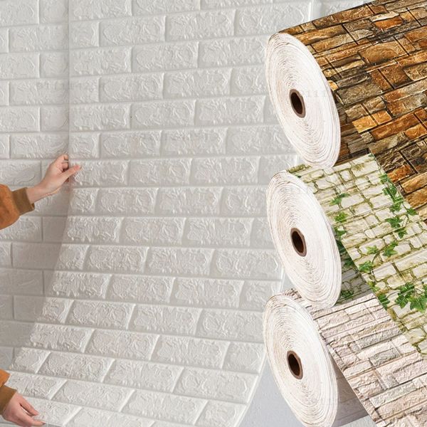 Duvar Kağıtları 3510MX70CM Tuğla Köpük Panelleri 3D Duvar Çıkarmaları Kendinden Uyumlu DIY Kabartmalı Taş Duvar Kağıdı Ev Dekor Oturma Odası Mutfak 231207