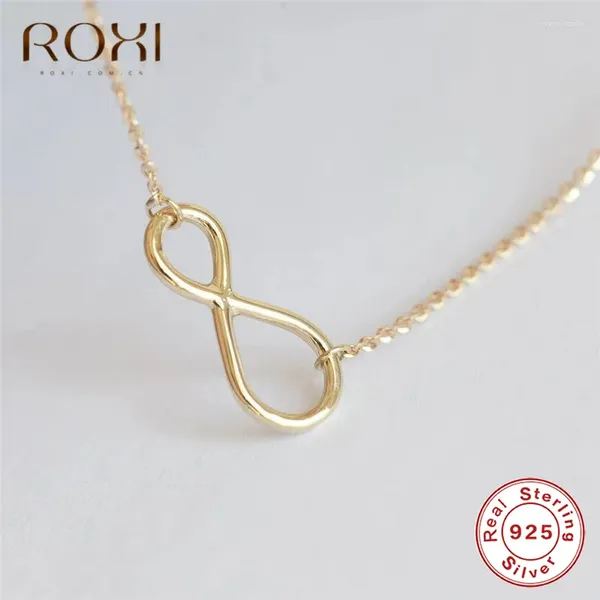 Ciondoli ROXI Collane con ciondolo Infinity personalizzate per donna Girocollo Collana con numero fortunato otto a catena lunga Gioielli in argento sterling 925