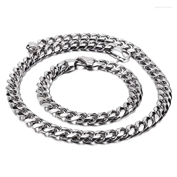 Комплект ожерелья и серег в стиле панк, хип-хоп, мужские ювелирные изделия из нержавеющей стали, кубинский браслет-цепочка шириной 13 мм, 24 дюйма, 8,5 дюйма, крутые подарки
