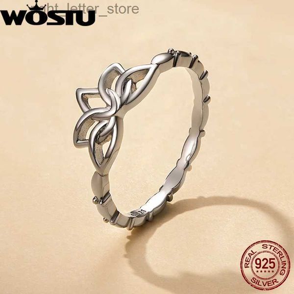 Anel solitário WOSTU 2019 Original 925 prata esterlina flor de lótus anéis para mulheres moda anel de casamento joias de marca de luxo melhor presente FNR018 YQ231207