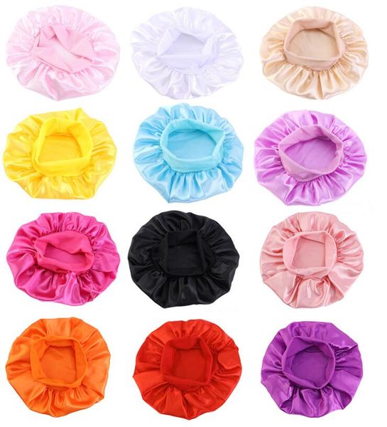 Bebê crianças cetim banda larga dormir chapéu noite cuidados com o cabelo gorro turbante gorro crianças meninas toucas de banho crianças cabeça envoltório cachecol bandana headwear