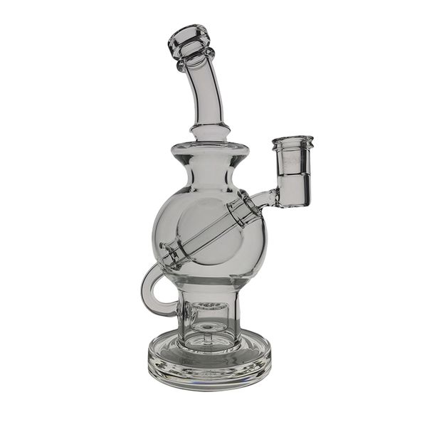 Sfera trasparente in sfera Narghilè Bong in vetro Riciclatore Fumatori Pipa ad acqua Dab Rig Altezza 23 cm con giunto 14 mm