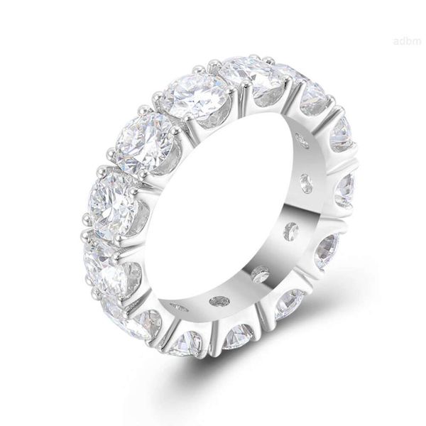 Anello Moissanite personalizzato con diamanti a taglio rotondo, fedi nuziali di lusso da donna, gioielli in argento oro 10k 14k 18k