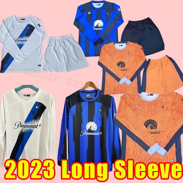 Maglie da calcio Inter LUKAKU a manica lunga 23 24 BARELLA VIDAL LAUTARO ERIKSEN ALEXIS DZEKO CORREA UNIFORMS maglie da calcio 2023 2024 Milan casa lontano Kit completo