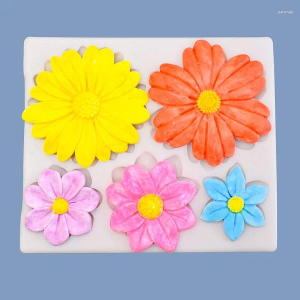 Backformen DIY Sonnenblumenform Form Schokolade Zucker Drehen Flüssiges Kieselgel Kleiner Chrysanthemenkuchen