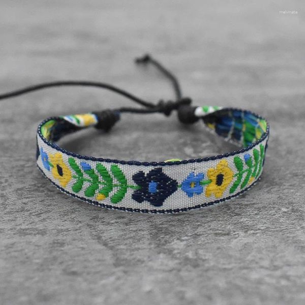 Charme pulseiras étnica tecer corda amizade para mulher homens algodão artesanal flor pulseira pulseiras tradition jóias presentes