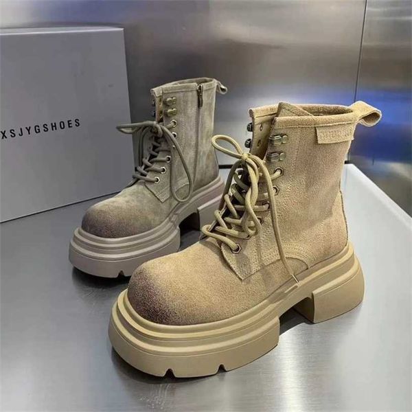 Botas de tornozelo estilo coreano outono inverno camurça reversa botas curtas femininas ocidental dedo grande comprimento médio