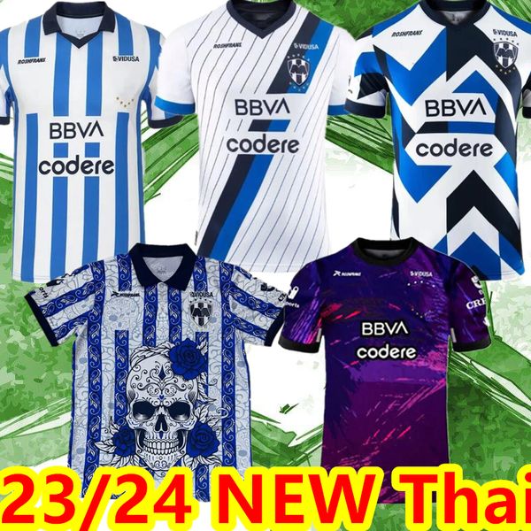 2023 2024 RAYADOS MONTERREY maglie da calcio casa lontano R.Funes Mori M.MEZA V.JANSSEN AKELOBA S.VEGAS 23 24 maglia da calcio rosa maillots de futol uomo bambini set uniformi