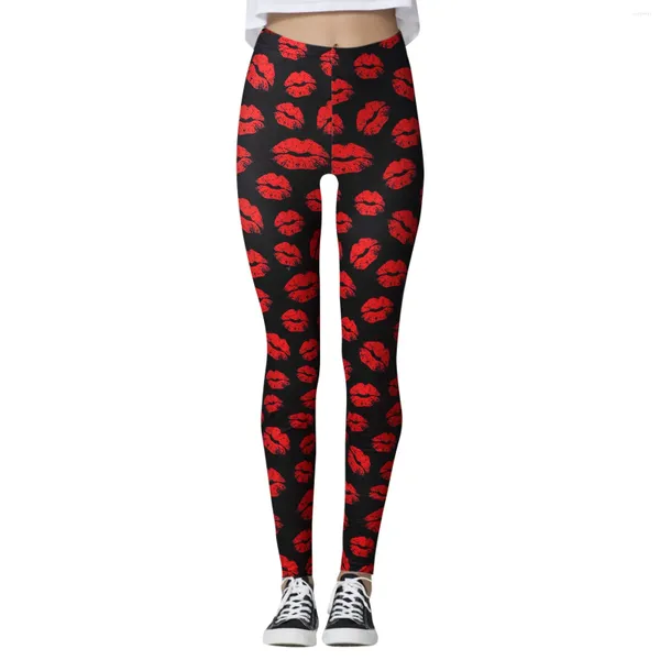 Calças ativas dia dos namorados impresso amor leggings para mulheres yoga casual cintura alta collants feminino legging fitness push up ginásio