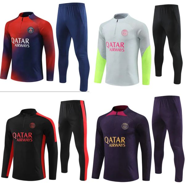 tuta psges MBAPPE giacca futbol Uomo Maniche lunghe Set di protezione Hommes Abbigliamento sportivo Tute da allenamento per adulti Tute da calcio top S-2XL