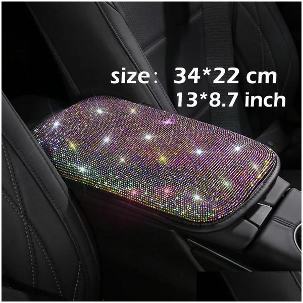 Capas de volante Ers Moda Interior Acessórios de Carro Mulheres Strass Headrest Braço Er Shoder Pad Fuzzy Crystal Kit Drop Deli Oted0