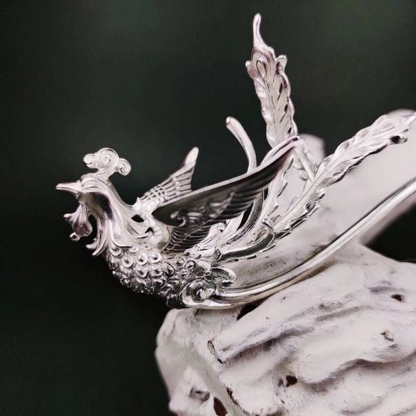 Düğün Saç Takı Orijinal S925 Gümüş Eski Altın El Sanatları Phoenix Saç Takı Güzel Tasarım Çin tarzı Klasik Tiara Hanfu Aksesuarları 231207