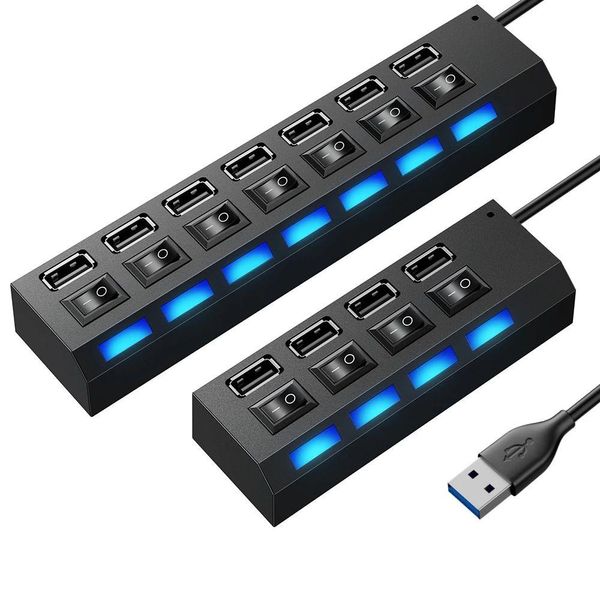 USB-Hubs Hub 2.0 Splitter MTI Mehrere 4/7 Ports Netzteil mit Schalter Laptop-Zubehör für PC-Drop-Lieferung Computer Netzwerk Dhlvo