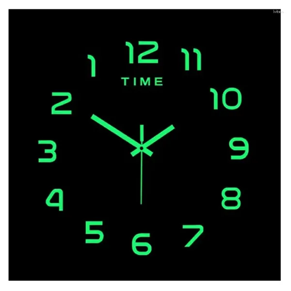 Relógios de parede diy decoração digital reversa luminosa maneira esquerda/direita relógio adesivos visão noturna crescer relógios criativo bonito invertendo