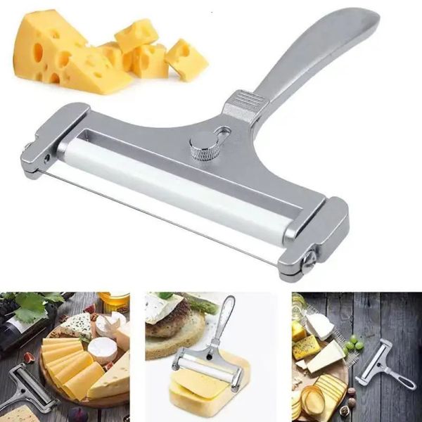Ferramentas de queijo espessura ajustável cortador de queijo ralador liga de alumínio manual raspador de manteiga de queijo com fio de metal gadget de cozinha 231207