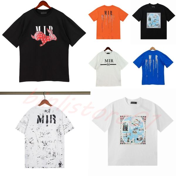 T-Shirt für Herren und Damen, limitierte Auflage, T-Shirts für Paare, Streetwear, Sommermode der Marke Amirs, kurzärmeliges T-Shirt mit Spritztinten-Buchstabendruck, hohe Qualität