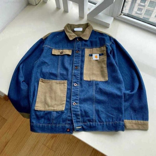 Erkek Ceket Moda Vintage Work Giyim Erkek Denim Carhart Tasarımcı Ceket Erkekler Kadınlar Hırka Palto Panel Hip Hop Sweatshirt gevşek Tasarım