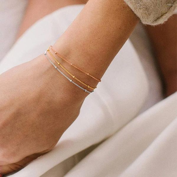 Strand CARLIDANA Elegante bracciale in acciaio inossidabile placcato argento oro rosa a tre strati Chic alla moda per tutti gli usi