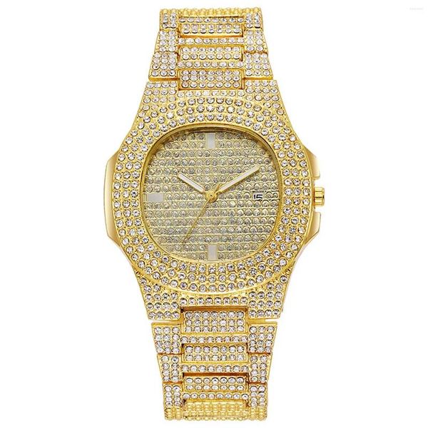 Armbanduhren, Diamant-Stahlgürteluhr, luxuriöses Quarz-Dialy-Damen-Valentinstagsgeschenk für Mann