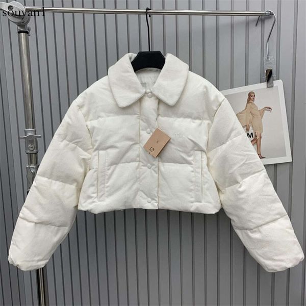 2023 Herbst/Winter Neue Nanyou Gaoding Miu Cord Kurze Schwarz-Weiß Zwei Tragende Vielseitige Dicke Daunenjacke mit Flip-Kragen