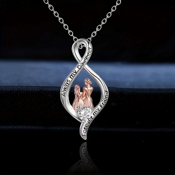 Collana con ciondolo simbolo infinito, figlia madre e decorazione. Eleganti gioielli d'amore eterno