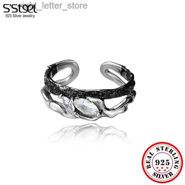 Solitaire Ring S'Steel 925 Sterling Silver Korean Unissex Zircon Rings Resuzáveis Mulheres Combinando Novas Em 2023 Acessórios de Trendes Fine Jóias Finas YQ231207