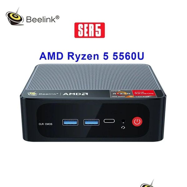 Мини-ПК Beelink Ser5 Pro Amd Ryzen 5 5560U ПК Windows 11 Ddr4 16 ГБ 500 ГБ/1 ТБ Nvme SSD Wi-Fi 6 Bt5.2 Настольный игровой компьютер Drop Deliver Dhgxr