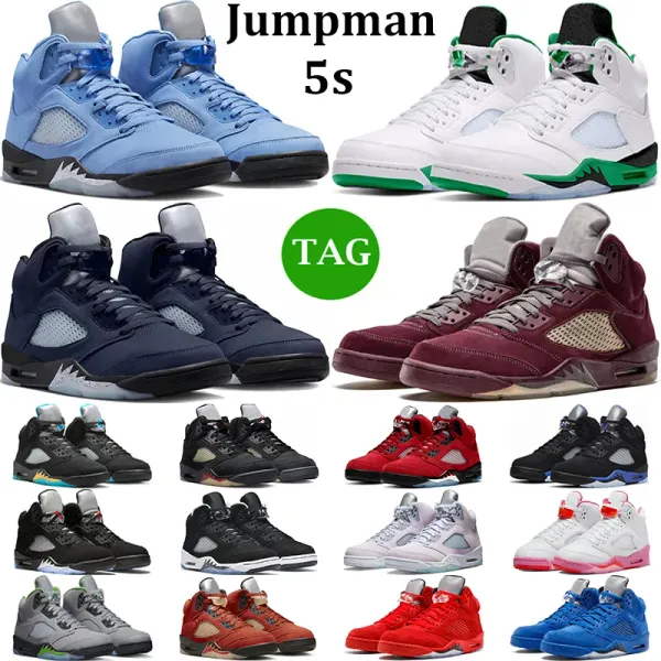 Jumpman 5 5s мужские Ретро баскетбольные кроссовки Midnight Navy Burgundy Carft UNC Racer Blue Stealth 2.0 Oreo Fire Raging Red Jade Bird Парус Металлическая фотопыль Спортивные кроссовки