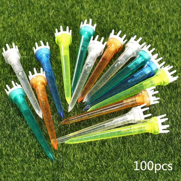 Golf Tees 100 Pcs Plástico Assorted Golf Crown Shape Booster Tees 80mm Fricção Reduzir Tee Golf Training Aids 231204