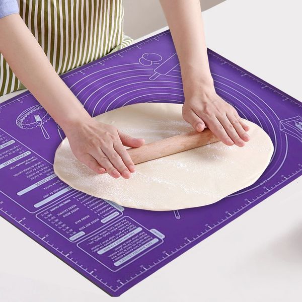 Rolando Pinos Placas de Pastelaria 60 50 40cm Silicone Pad Baking Mat Folha Amassar Massa para Cozinha Pizza Grande Antiaderente Maker Titular 231206