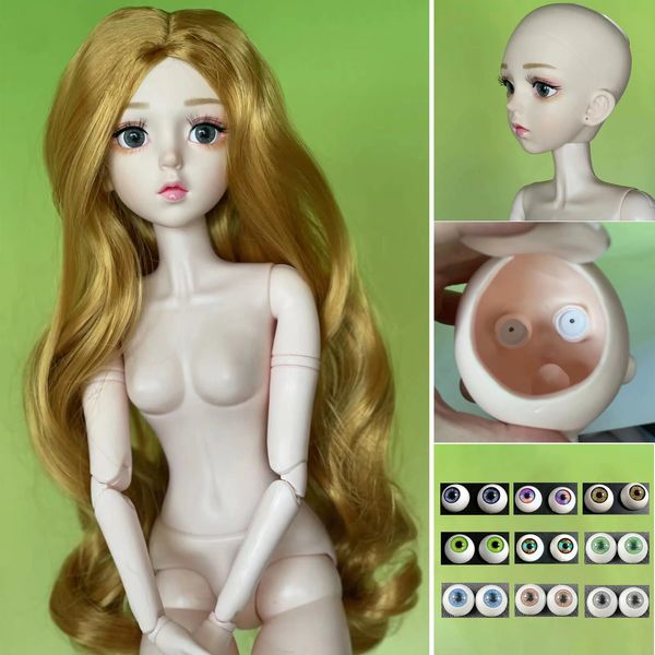 Bonecas Moda DIY 60cm Boneca Princesa com 3 Pares Olhos 1/3 Articulações BJD Móveis Crianças Meninas Brinquedo Presente 231207