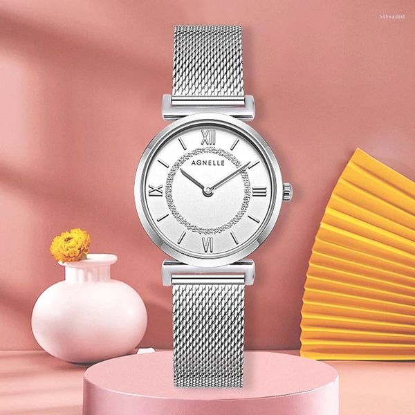 Relógios de pulso moda senhoras aço inoxidável relógio de quartzo de alta qualidade IP chapeamento impermeável relógio de pulso atacado mulher relógios para presente