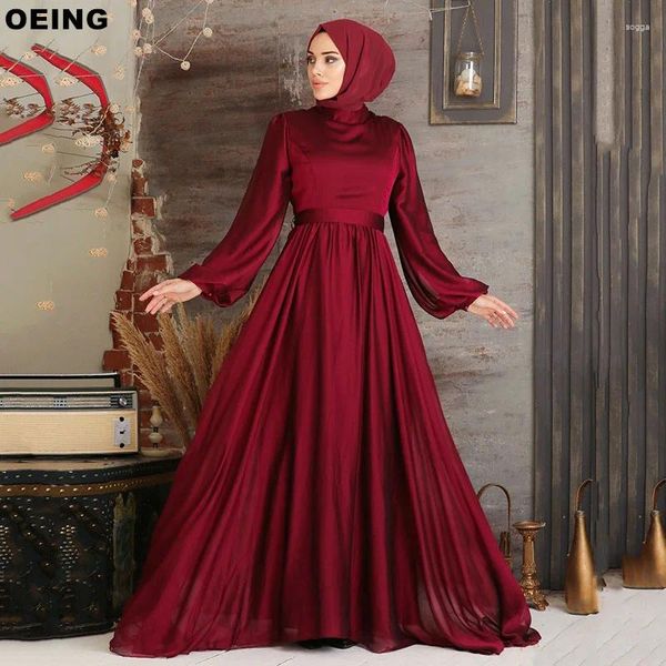 Partykleider OEING Chic Prom Elegante Moschee Oud Seide Islam Plissee Muslimischen Abendkleid Kleider Für Besondere Anlässe Vestidos De Novia