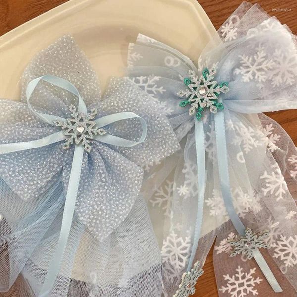 Accessori per capelli Clip a rete Fiocco Forcina Fiocco di neve Barrette Stile coreano Donna Bambini Indossare la testa Carino