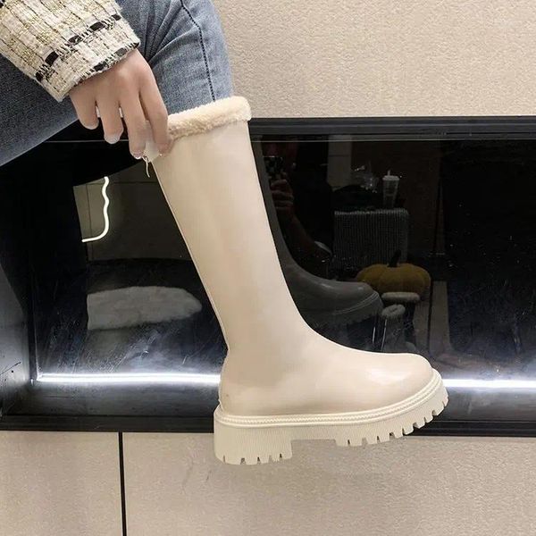 Stivali Da Neve Per Le Donne Sexy Tacchi Alti Della Coscia Scarpe Femminili Cerniera Punta Rotonda Stivali-Donne Invernali Calzature Sopra Il Ginocchio ragazzo