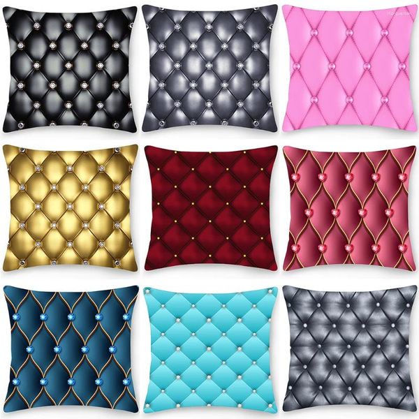 Federa per cuscino personalizzabile Decorazioni per la casa Federa per cuscino per divano per auto Fodera per cuscino a doppia faccia in cristallo stampato geometrico