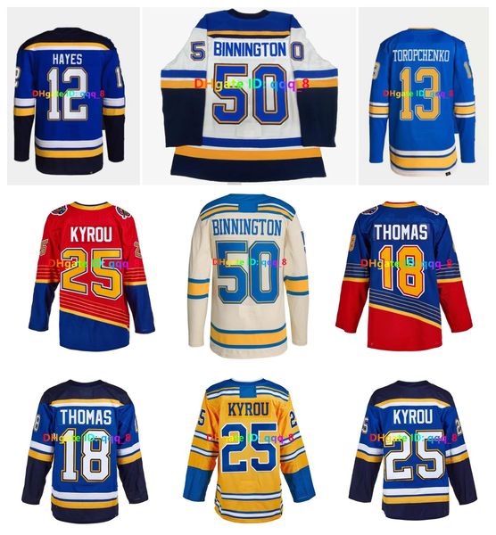 Kevin Hayes Robert Thomas Kyrou St. Blues Hokey Jersey Ters Retro Binnington Alexey Toropchenko Brayden Schenn Wayne Gretzky Colton Para