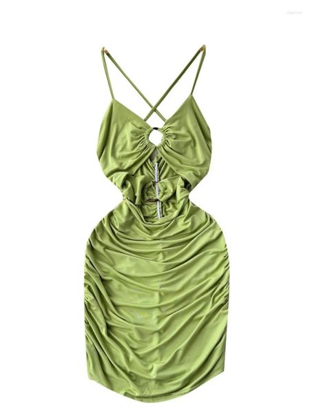 Повседневные платья пена сексуальные вечеринка Bodycon Mini платье Женщины модные сплошные спагетти ремешок v-образный вырезо