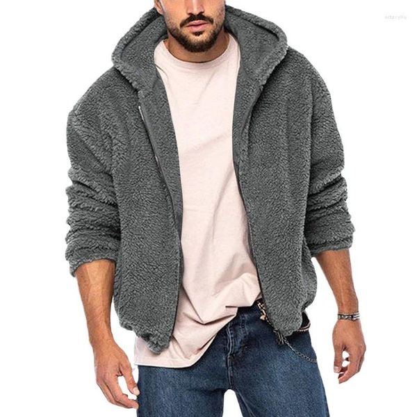 Sweats à capuche pour hommes Wepbel hiver polaire à manches longues Double face vêtements d'extérieur chauds sweats à capuche fermeture éclair poches décontractées veste manteau