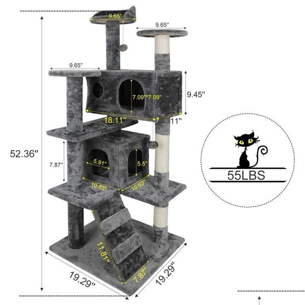 Tiragraffi per mobili per gatti 52 Torre di attività per alberi Pet Kitty con tiragraffi Scale 268N Consegna a domicilio Forniture per giardino domestico Dhamn