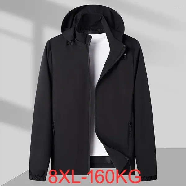 Herrenjacken Plus Size Jacke Frühling Herbst Outdoor Freizeit Große Yards mit Kapuze Top Übergröße Mantel 7XL 8XL 160 kg